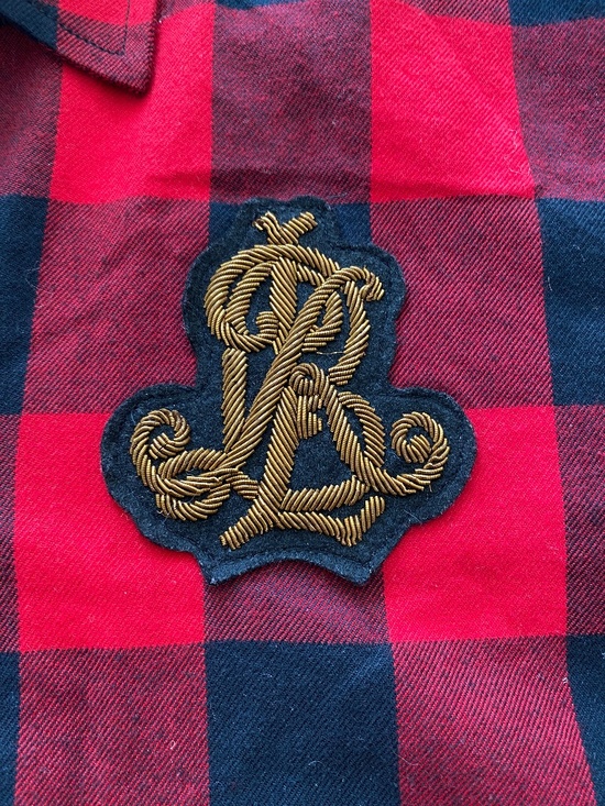 Lauren Ralph Lauren Buffalo Plaid Shirt With Bullion Patch Size PL - Picture 3 of 7
